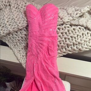Stunning Pink Strapless Sequin Dress